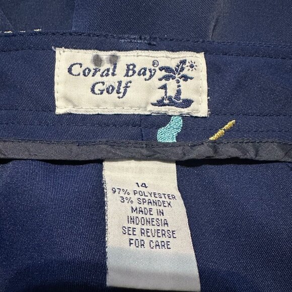 Coral Bay Golf Womens Shorts Size 14 Navy Blue Palm Tree Embroidered Preppy Y2K - Picture 4 of 5